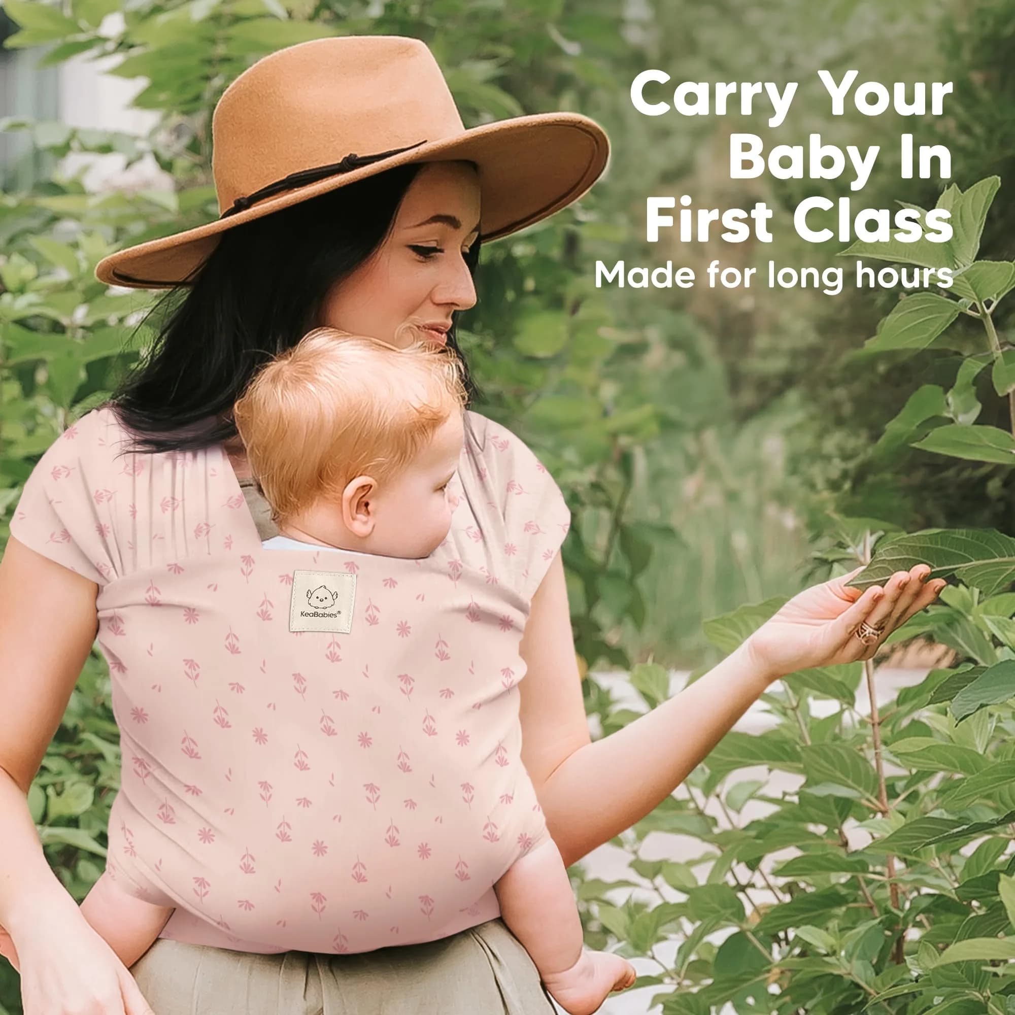 KeaBabies Original Baby Wrap Carrier Pink Daisies | Ergonomic, IHDI Certified, Breathable Fabric - view 6