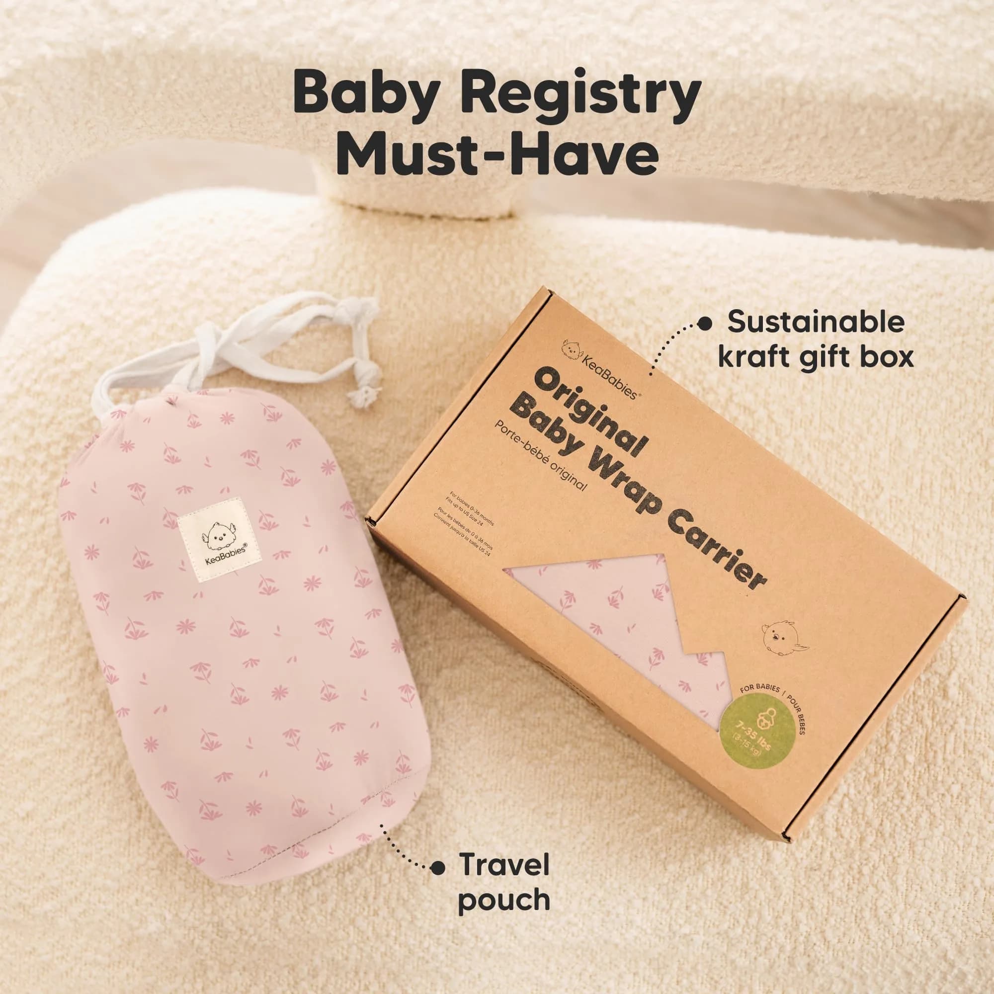 KeaBabies Original Baby Wrap Carrier Pink Daisies | Ergonomic, IHDI Certified, Breathable Fabric - view 9