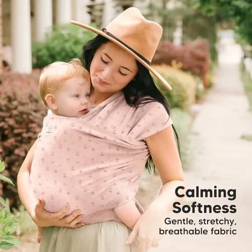 KeaBabies Original Baby Wrap Carrier Pink Daisies | Ergonomic, IHDI Certified, Breathable Fabric thumbnail 3