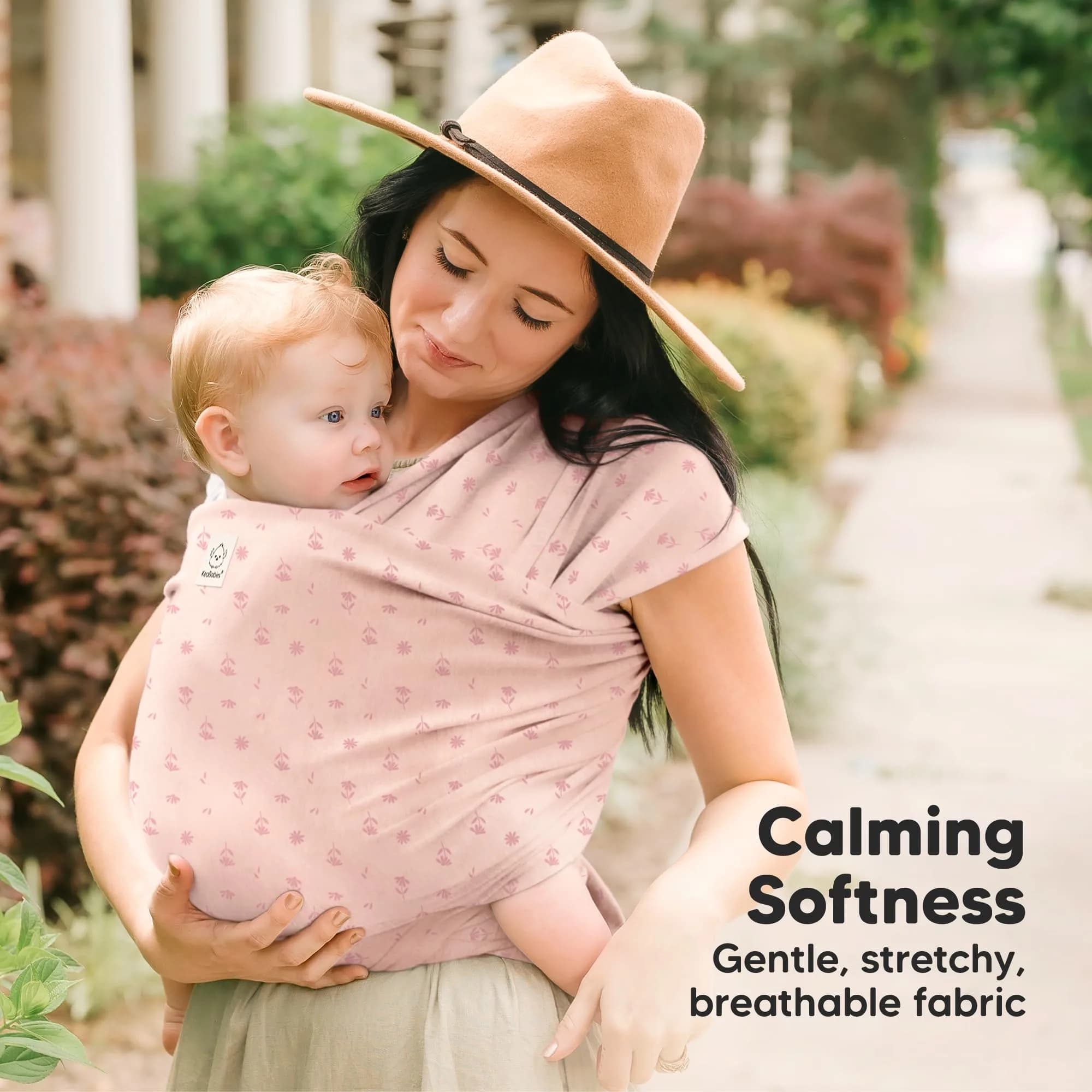 KeaBabies Original Baby Wrap Carrier Pink Daisies | Ergonomic, IHDI Certified, Breathable Fabric - view 3