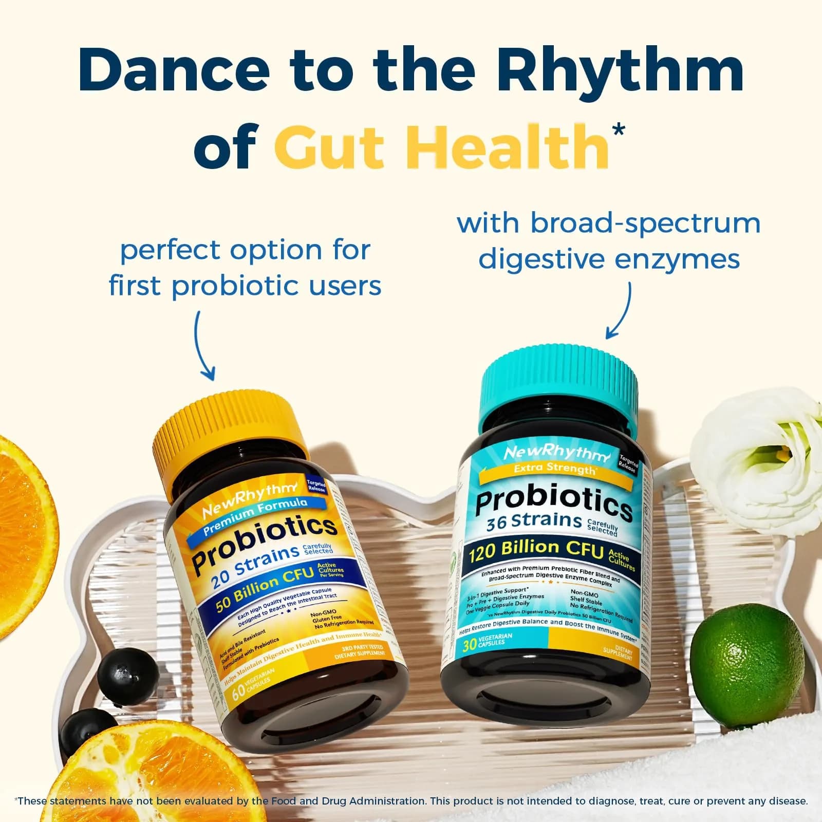 NewRhythm Probiotics 50 Billion CFU 20 Strains 120 Veggie Capsules | Digestive & Immune Health Support - view 7