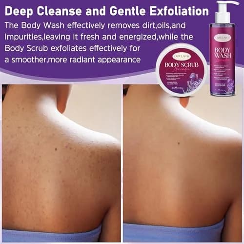 GOWLAVER Relaxing Bath & Spa Gift Set with Lavender Body Wash, Scrub, Lotion, Epsom Salt & Greeting Card | 6-Piece Set thumbnail 3