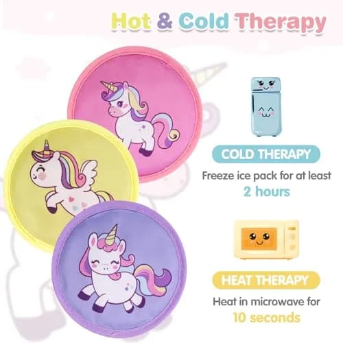 Hilph Kids Ice Packs for Boo Boos, 3 Unicorn Ice Packs with Handheld Strap & Extra Long Strap (9.9 cm Diameter) thumbnail 7