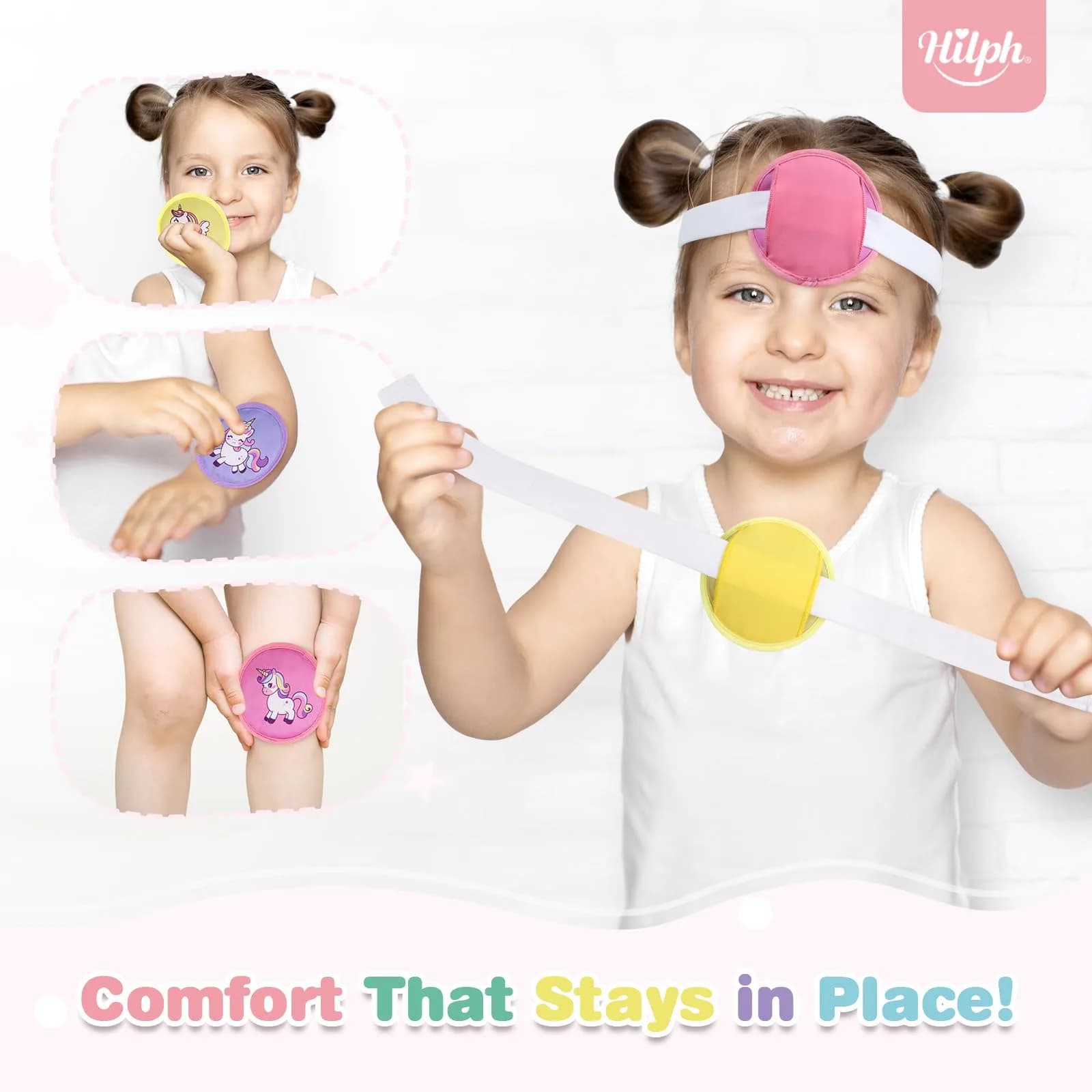 Hilph Unicorn Ice Packs 3 Count with Handheld Strap for Kids Boo Boos & Fevers - view 4