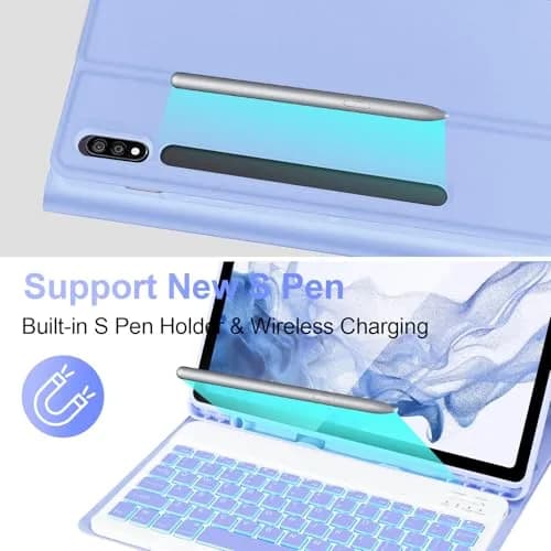 SOPPY Backlit Keyboard Case with Mouse for Samsung Galaxy Tab S10FE/S10 Lite 10.9 inch, S9FE/S9/S8/S7 11 inch, Purple thumbnail 8