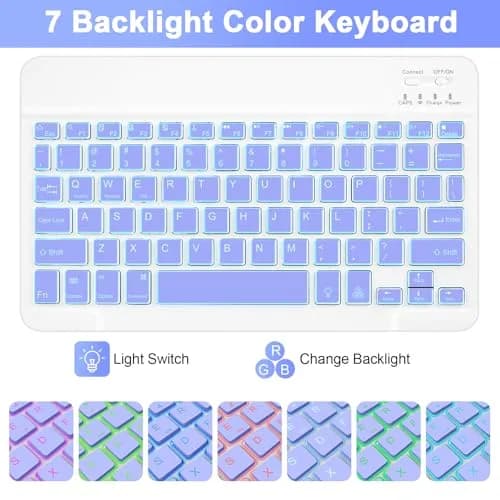 SOPPY Backlit Keyboard Case with Mouse for Samsung Galaxy Tab S10FE/S10 Lite 10.9 inch, S9FE/S9/S8/S7 11 inch, Purple thumbnail 9