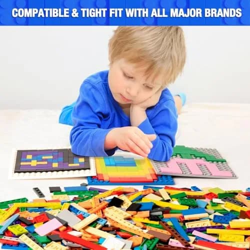 MANNIDOO Classic 1200 Piece Flat Tiles Expansion Set | Compatible with Lego, 12 Colors thumbnail 5