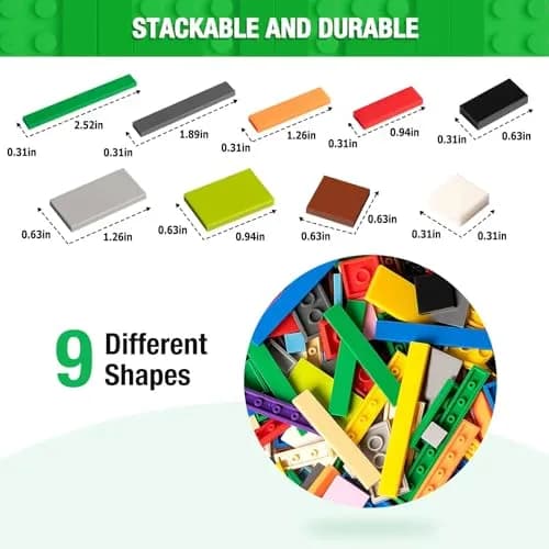 MANNIDOO Classic 1200 Piece Flat Tiles Expansion Set | Compatible with Lego, 12 Colors thumbnail 2