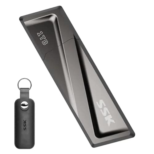 SSK 1TB USB 3.2 Gen2 Flash Drive 1024 GB (1 TB) | Ultra-High-Speed External Solid State Drive with USB-C Adapter thumbnail 1