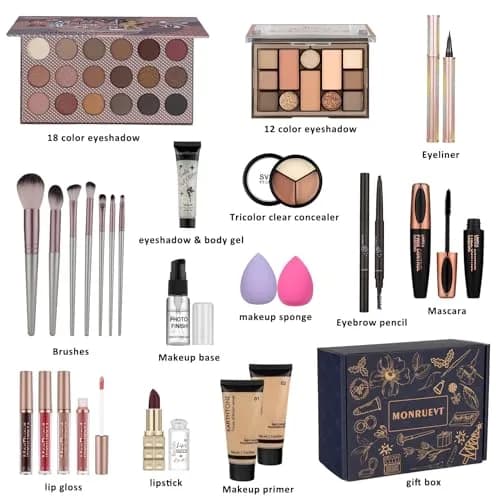 MONRUEVT All-in-One Makeup Kit for Women & Teens | Full Face Essentials with 16-Shade Palette & 8 Brushes thumbnail 2