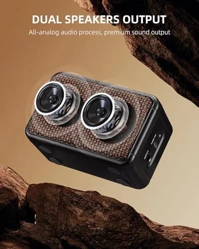 LEKATO Mini Guitar Amplifier 5W Portable Rechargeable Amp with Bluetooth & Headphone Jack | Dual Speakers Brown thumbnail 7