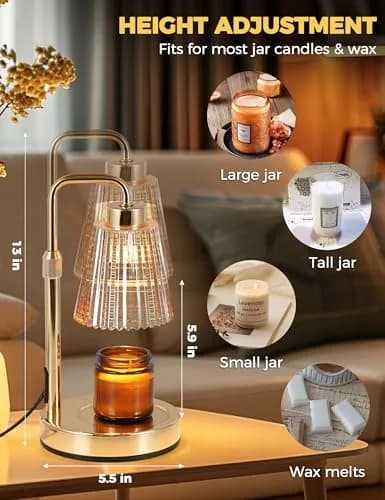 GODONLIF Gold Candle Warmer Lamp with 24h Cycle Timer, Dimmable Wax Melt Warmer thumbnail 5