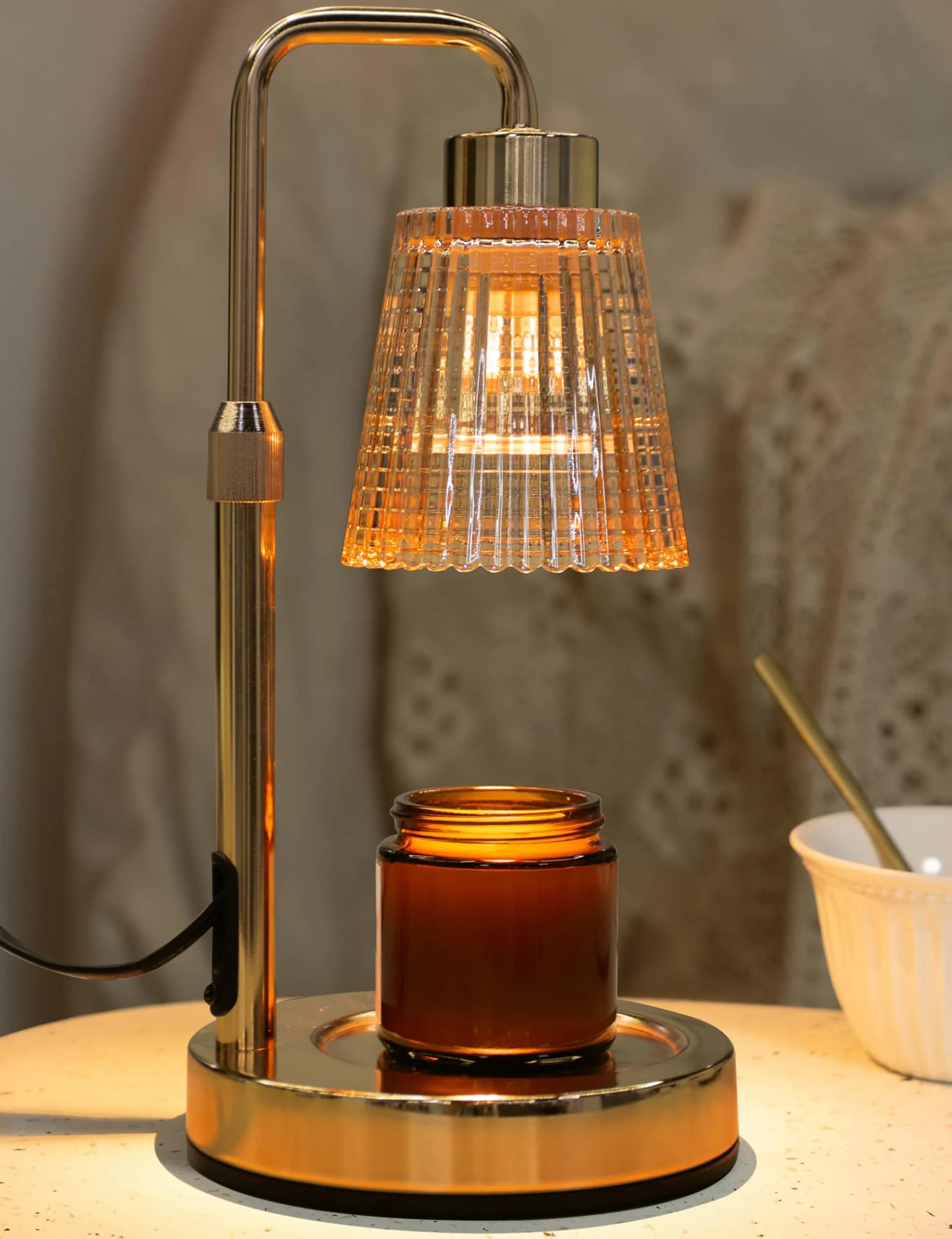GODONLIF Gold Candle Warmer Lamp with 24h Cycle Timer, Dimmable Wax Melt Warmer — Gold
