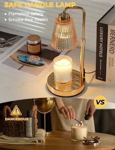 GODONLIF Gold Candle Warmer Lamp with 24h Cycle Timer, Dimmable Wax Melt Warmer thumbnail 2
