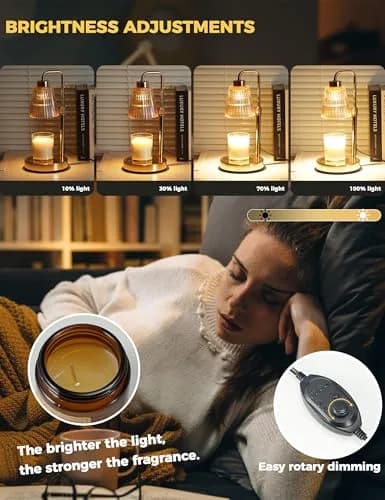 GODONLIF Gold Candle Warmer Lamp with 24h Cycle Timer, Dimmable Wax Melt Warmer thumbnail 3