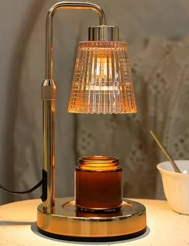 GODONLIF Gold Candle Warmer Lamp with 24h Cycle Timer, Dimmable Wax Melt Warmer - main product image