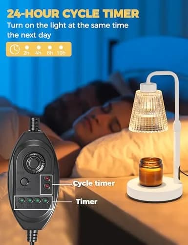 GODONLIF White Candle Warmer Lamp with 24h Cycle Timer, Dimmable Wax Melt Warmer thumbnail 4