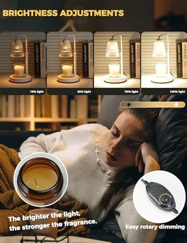 GODONLIF White Candle Warmer Lamp with 24h Cycle Timer, Dimmable Wax Melt Warmer thumbnail 3