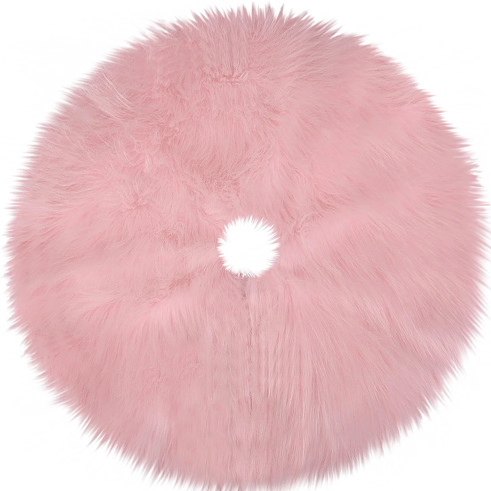 yuboo Light Pink Fur Tree Skirt 48 inch (122cm) | Pastel Pink Mother's Day Decorations for Artificial Trees 6-7 Ft - view 6