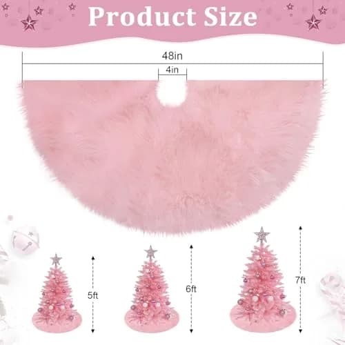 yuboo Light Pink Fur Tree Skirt 48 inch (122cm) | Pastel Pink Mother's Day Decorations for Artificial Trees 6-7 Ft thumbnail 8