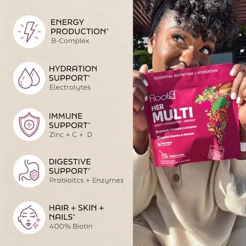 Root'd Multivitamin Powder for Women - 25 Vitamins & Minerals | 30 Count, Natural & Vegan thumbnail 3