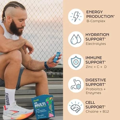 Root'd Multivitamin Powder for Men - 24 Vitamins & Minerals | 30 Count, Orchard Berry, Hydrating & Easy to Mix thumbnail 5