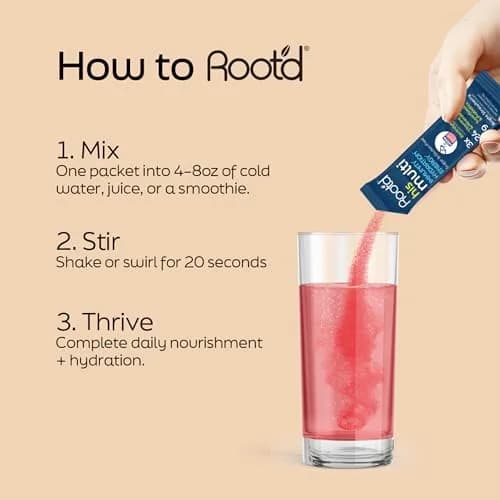 Root'd Multivitamin Powder for Men - 24 Vitamins & Minerals | 30 Count, Orchard Berry, Hydrating & Easy to Mix thumbnail 2