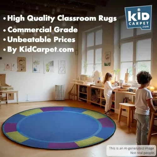 KIDCARPET.COM Cool Colors Circle Rug 6' Round | Classroom & Playroom Area Rug thumbnail 5