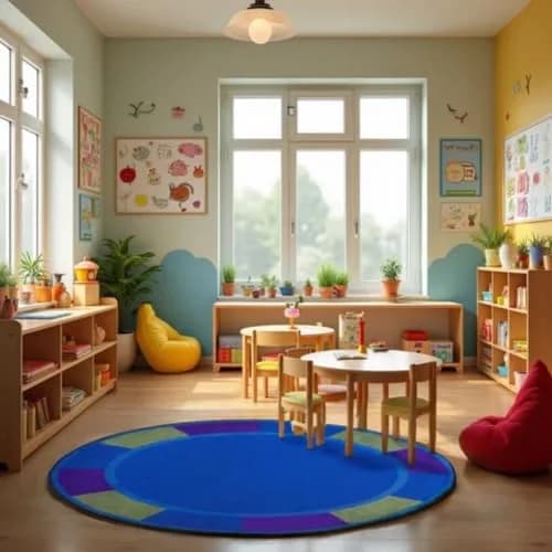 KIDCARPET.COM Cool Colors Circle Rug 6' Round | Classroom & Playroom Area Rug thumbnail 6