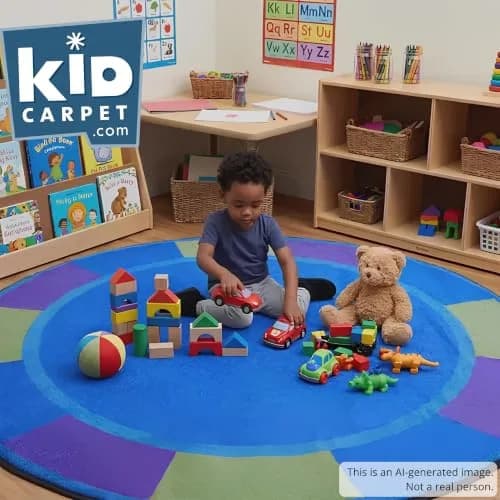 KIDCARPET.COM Cool Colors Circle Rug 6' Round | Classroom & Playroom Area Rug thumbnail 2