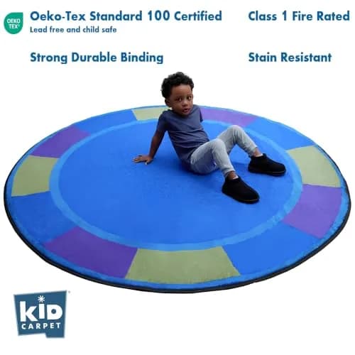 KIDCARPET.COM Cool Colors Circle Rug 6' Round | Classroom & Playroom Area Rug thumbnail 3