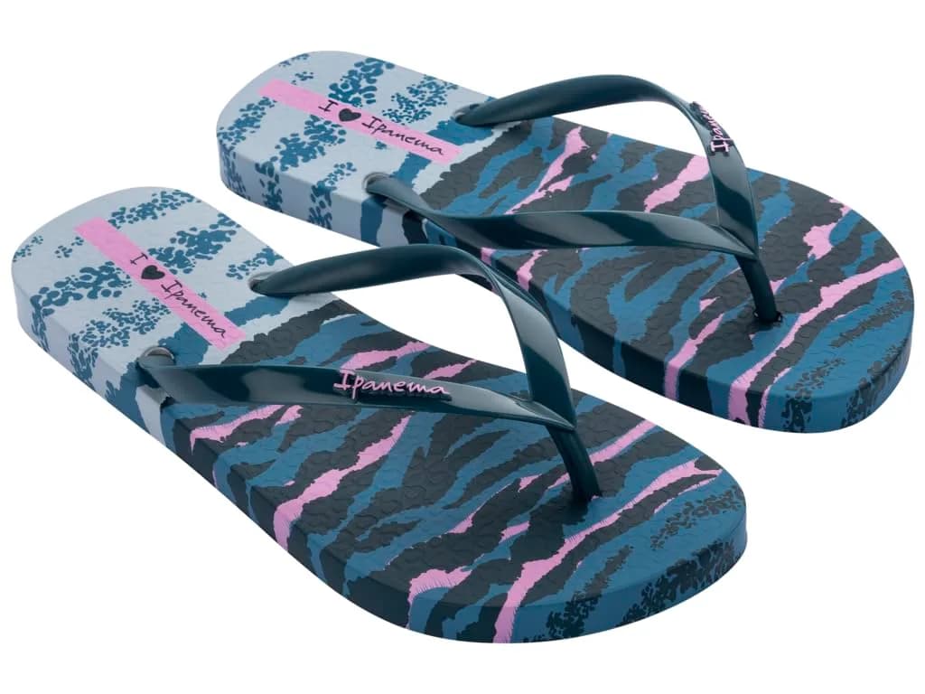 Ipanema Women Animal Print Vi Fem Flip-Flop, Blue Lilac, 9 UK | Elegant Animal Print with Metallic Straps