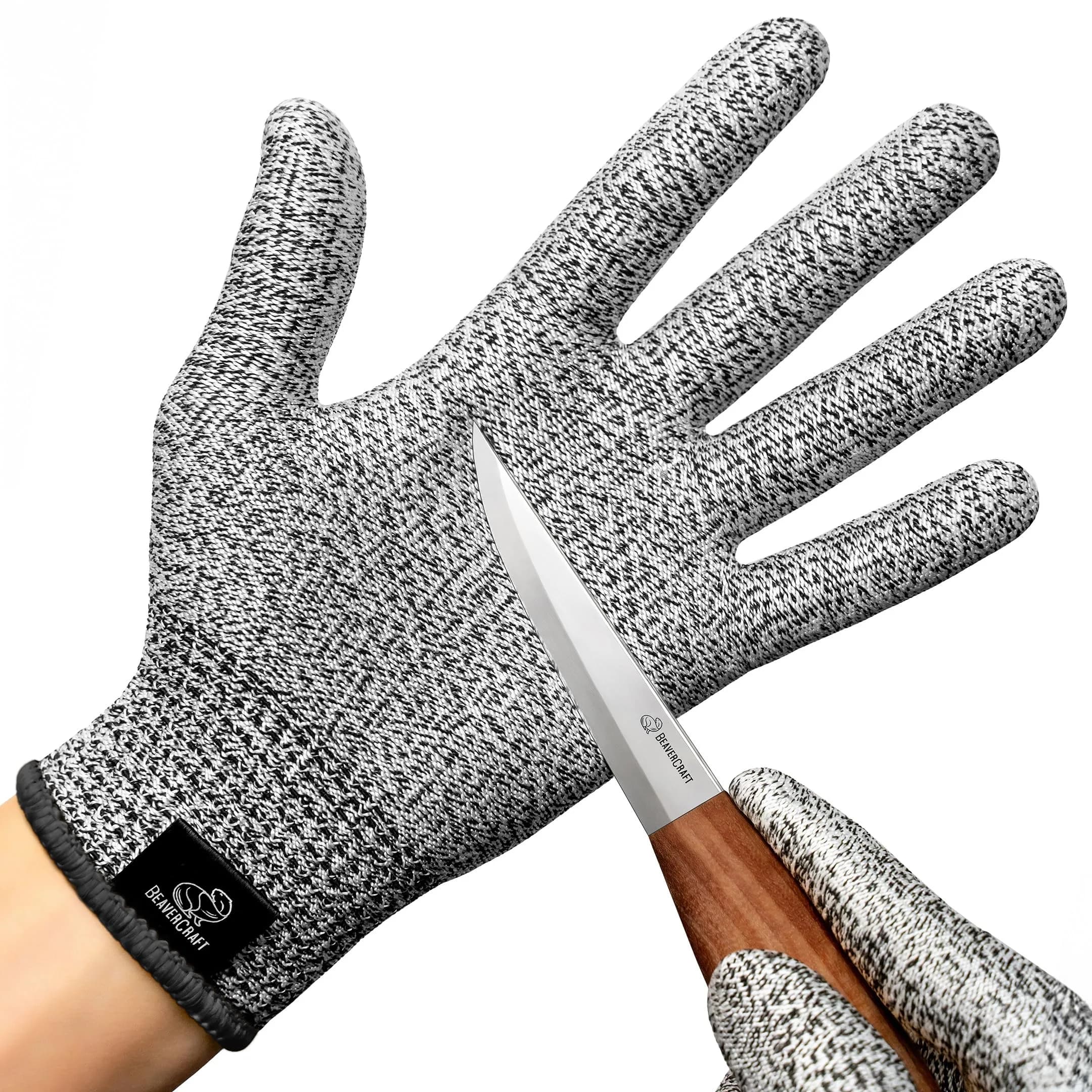 BeaverCraft Wood Carving Gloves CRG - Cut Resistant Gloves Level D for Woodworking & Food Prep (L)