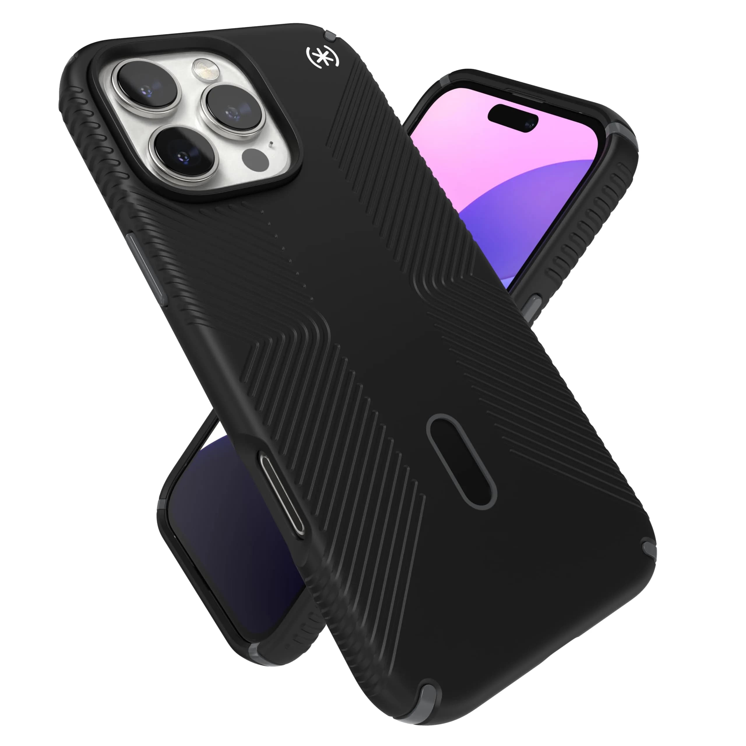 Speck Presidio 2 Grip iPhone 16 Pro Max Case - MagSafe & ClickLock Slim Black/Slate — Black / Slate - MagSafe + ClickLock