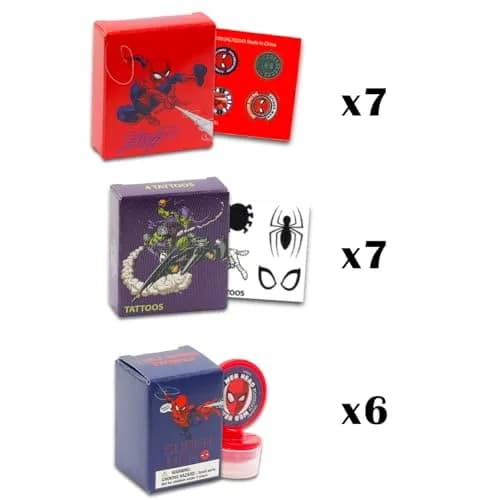 Marvel Spiderman Party Favors for 20 Guests | Superhero Favor Boxes with Stickers, Tattoos & Stampers thumbnail 2