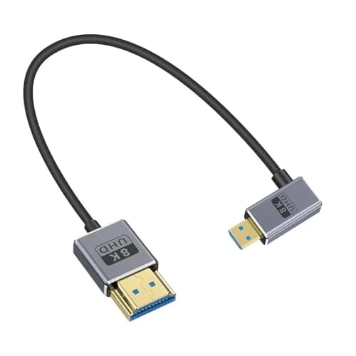 Duttek 8K Micro HDMI to HDMI Cable 30cm (1FT) | Right Angle Micro HDMI Male to HDMI Male Adapter Cable thumbnail 1
