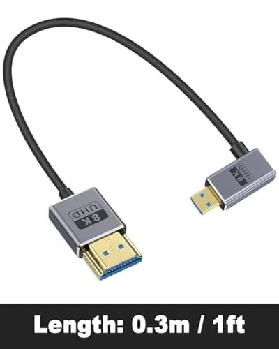 Duttek 8K Micro HDMI to HDMI Cable 30cm (1FT) | Right Angle Micro HDMI Male to HDMI Male Adapter Cable thumbnail 8