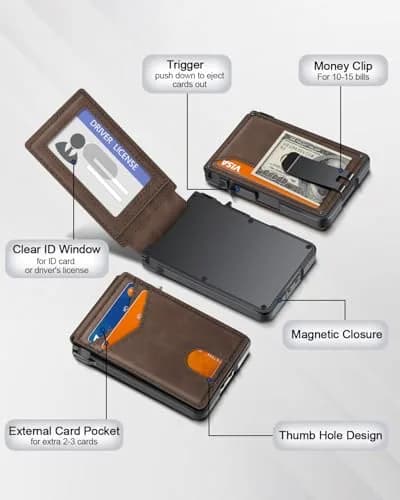 ZALVEX Wallet for Men, Minimalist RFID Bifold, Slim Compact 9-13 Cards | Flap Closure thumbnail 5