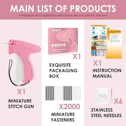 Scopck Handheld Stitch Gun for Clothes | 2000 Fasteners (1000 Black, 1000 White) thumbnail 6