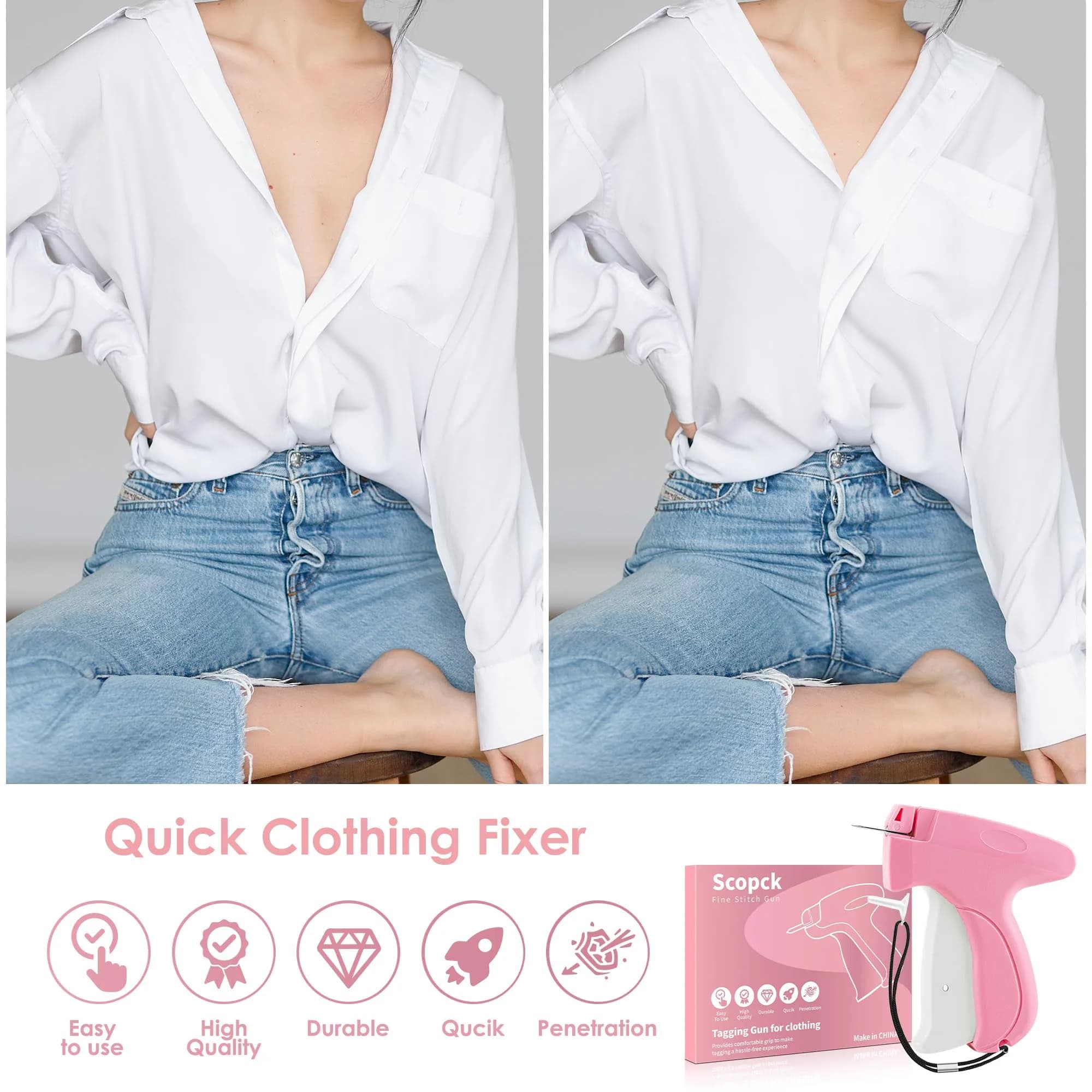 Scopck Handheld Stitch Gun for Clothes with 6 Needles & 2000 Fasteners | Quick Clothing Fixer - view 5
