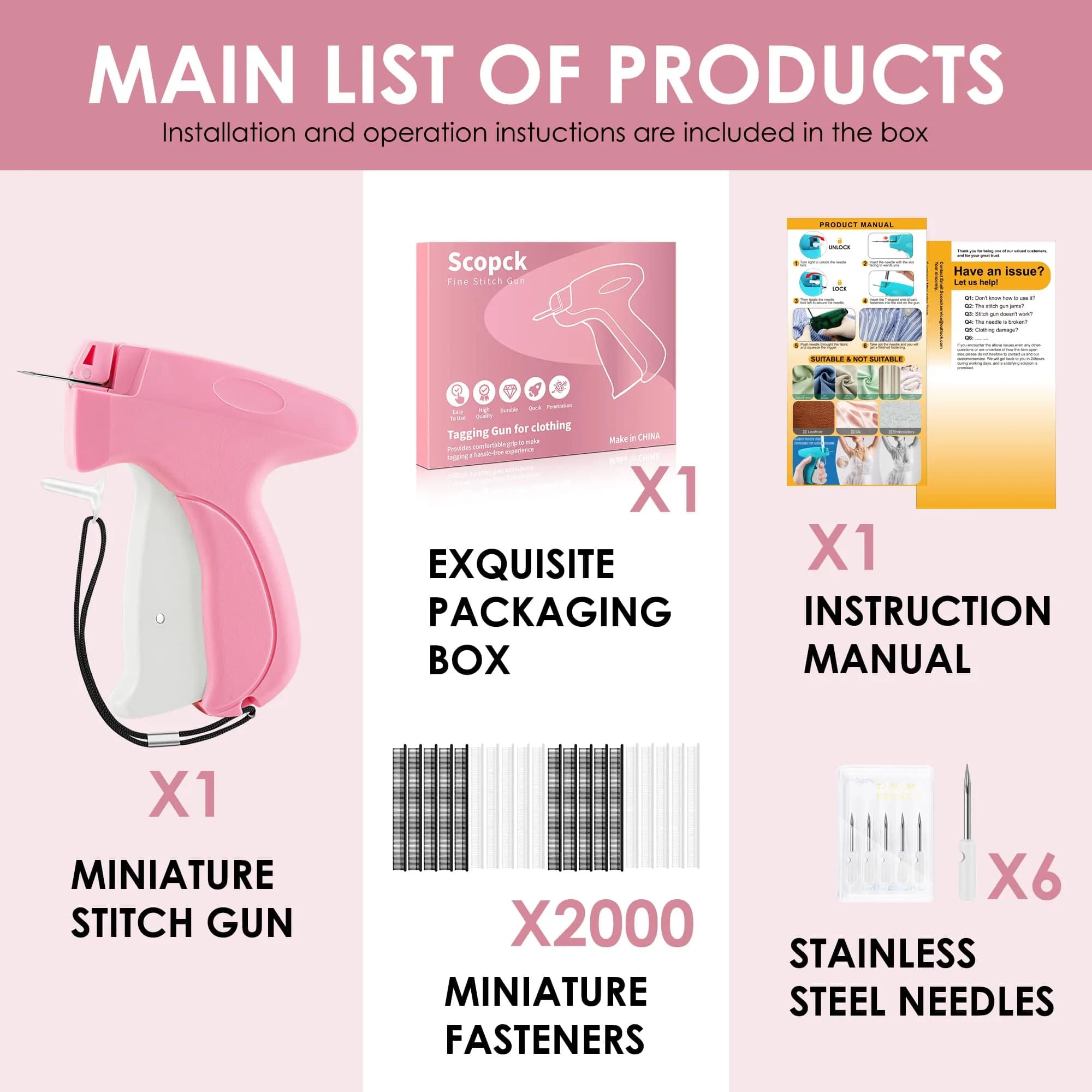 Scopck Handheld Stitch Gun for Clothes with 6 Needles & 2000 Fasteners | Quick Clothing Fixer - view 6
