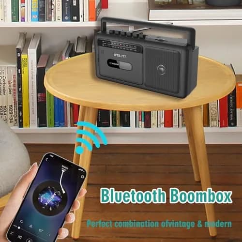 WIITHINK WTB-777 Portable Cassette Player Boombox with Bluetooth, USB, Recorder & AM/FM Radio | 9.8 x 3 x 5.1 inches thumbnail 4
