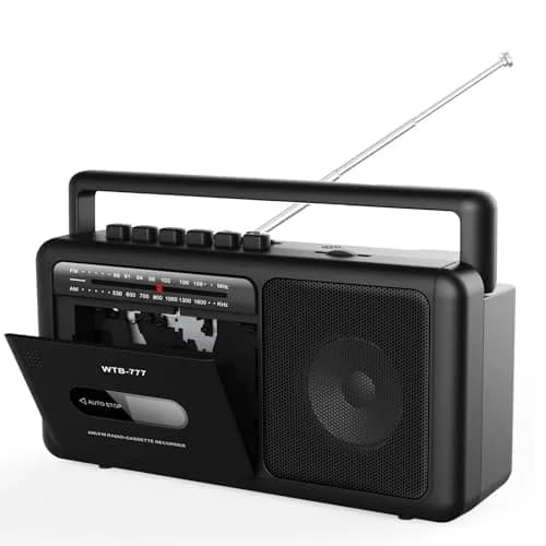 WIITHINK WTB-777 Portable Cassette Player Boombox with Bluetooth, USB, Recorder & AM/FM Radio | 9.8 x 3 x 5.1 inches thumbnail 1