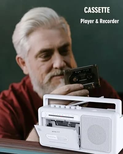 WIITHINK Cassette Tape Player and Recorder Boombox with Bluetooth, AM/FM Radio, USB, White | Portable Retro Audio Player thumbnail 3