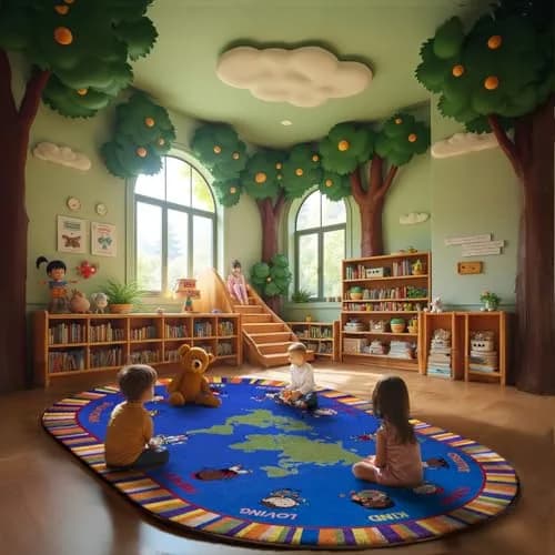 KIDCARPET.COM Our World of Virtue Classroom Rug 4' x 6' Oval | Bright Educational Kids Rug for Nursery & Playroom thumbnail 5