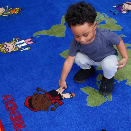 KIDCARPET.COM Our World of Virtue Classroom Rug 4' x 6' Oval | Bright Educational Kids Rug for Nursery & Playroom thumbnail 2