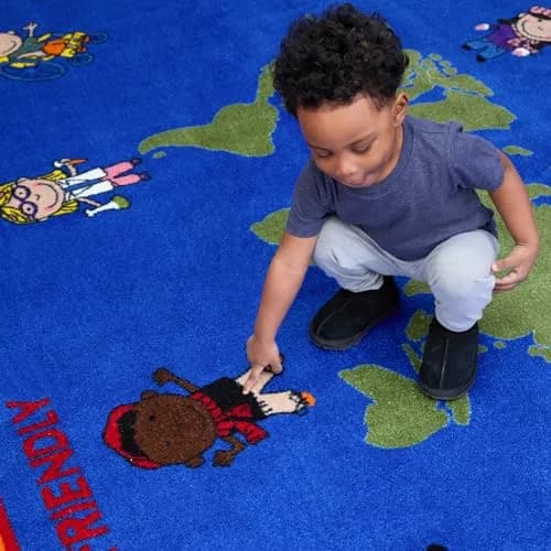 KIDCARPET.COM Our World of Virtue Classroom Rug 4' x 6' Oval | Bright Educational Kids Rug for Nursery & Playroom thumbnail 3
