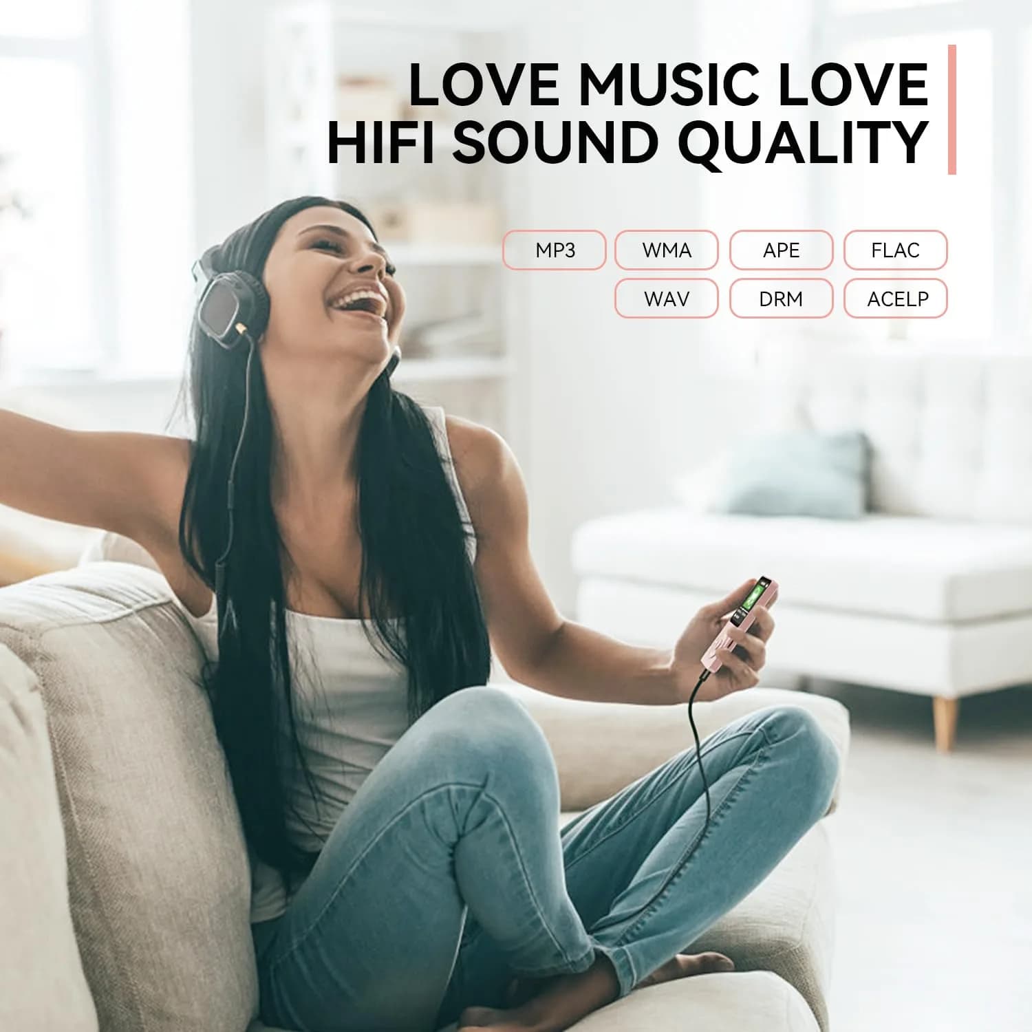 AGPTEK A02 MP3 Player Rose Gold 32GB (1.18Wh) | Bluetooth 5.3 Portable Music Player with Speaker & FM Radio - view 3