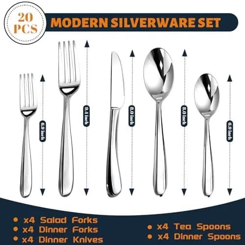Nice Kitchen Silverware Set for 8 | Heavy Duty Stainless Steel 40 Piece | Modern Flatware thumbnail 6