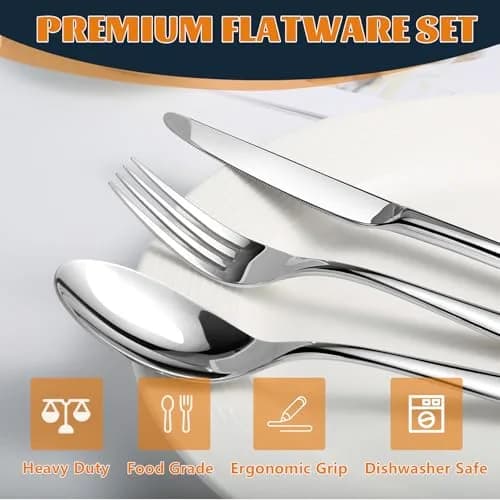 Nice Kitchen Silverware Set for 8 | Heavy Duty Stainless Steel 40 Piece | Modern Flatware thumbnail 2
